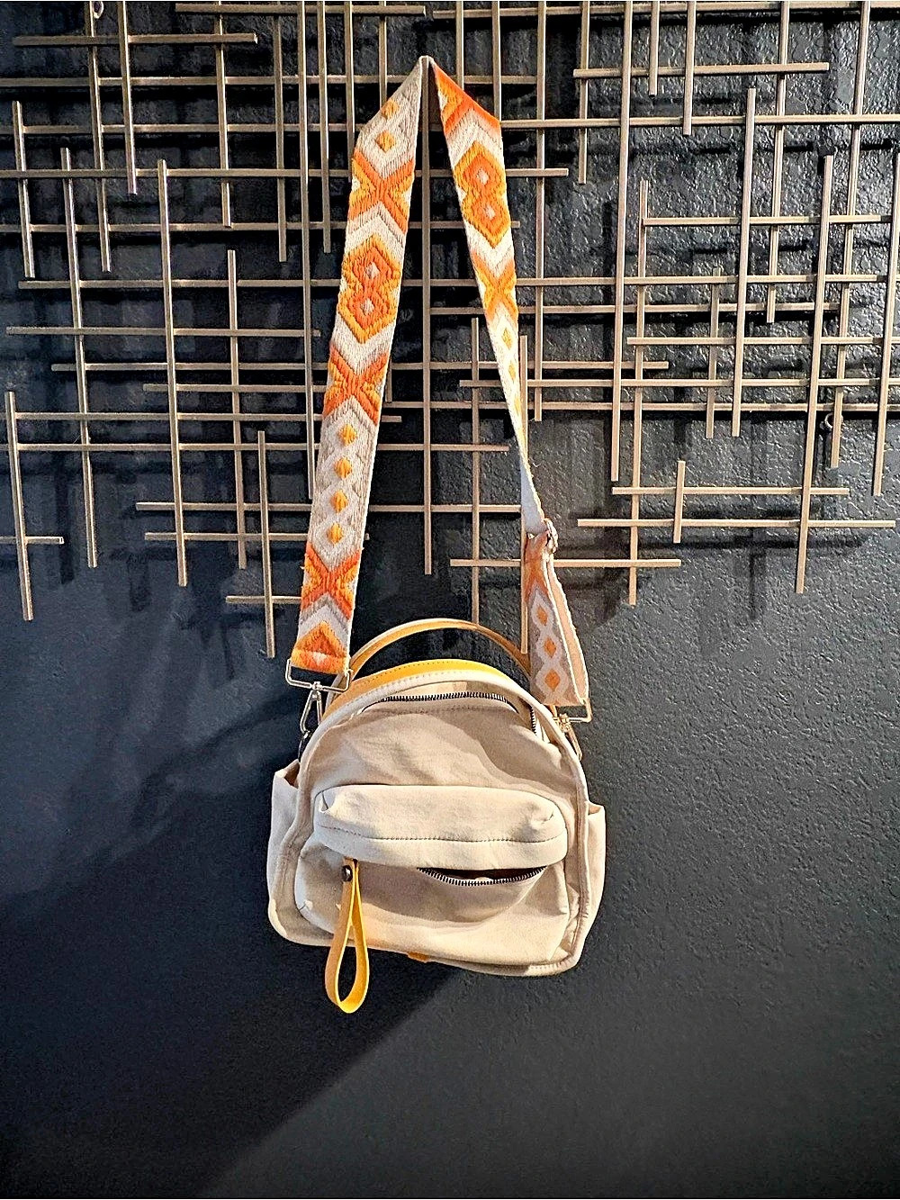 Geometric Crossbody in Cream & Orange